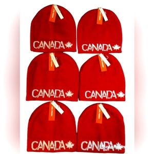 ✅ X6 BRAND NEW WITH TAG Canada Maple Leaf Red Reversible Winter Hat/Toques/Tuque